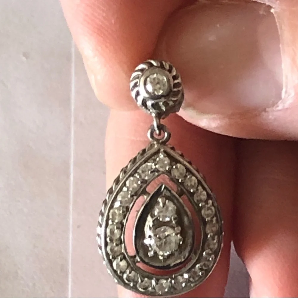 Sterling Silver and Cubic Zirconium Teardrop Earrings